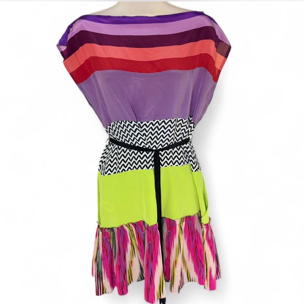 Nanette Lepore 100% silk color block mini dress